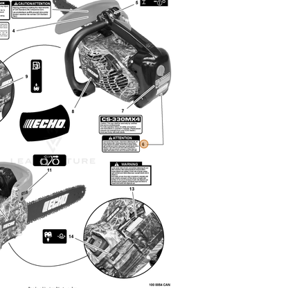 ECHO part X505001730 — IPL diagram snippet (6x zoom, amber highlight)