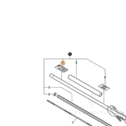 ECHO part X505001821 — IPL diagram snippet (6x zoom, amber highlight)