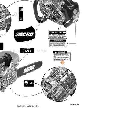 ECHO part X505002071 — IPL diagram snippet (6x zoom, amber highlight)