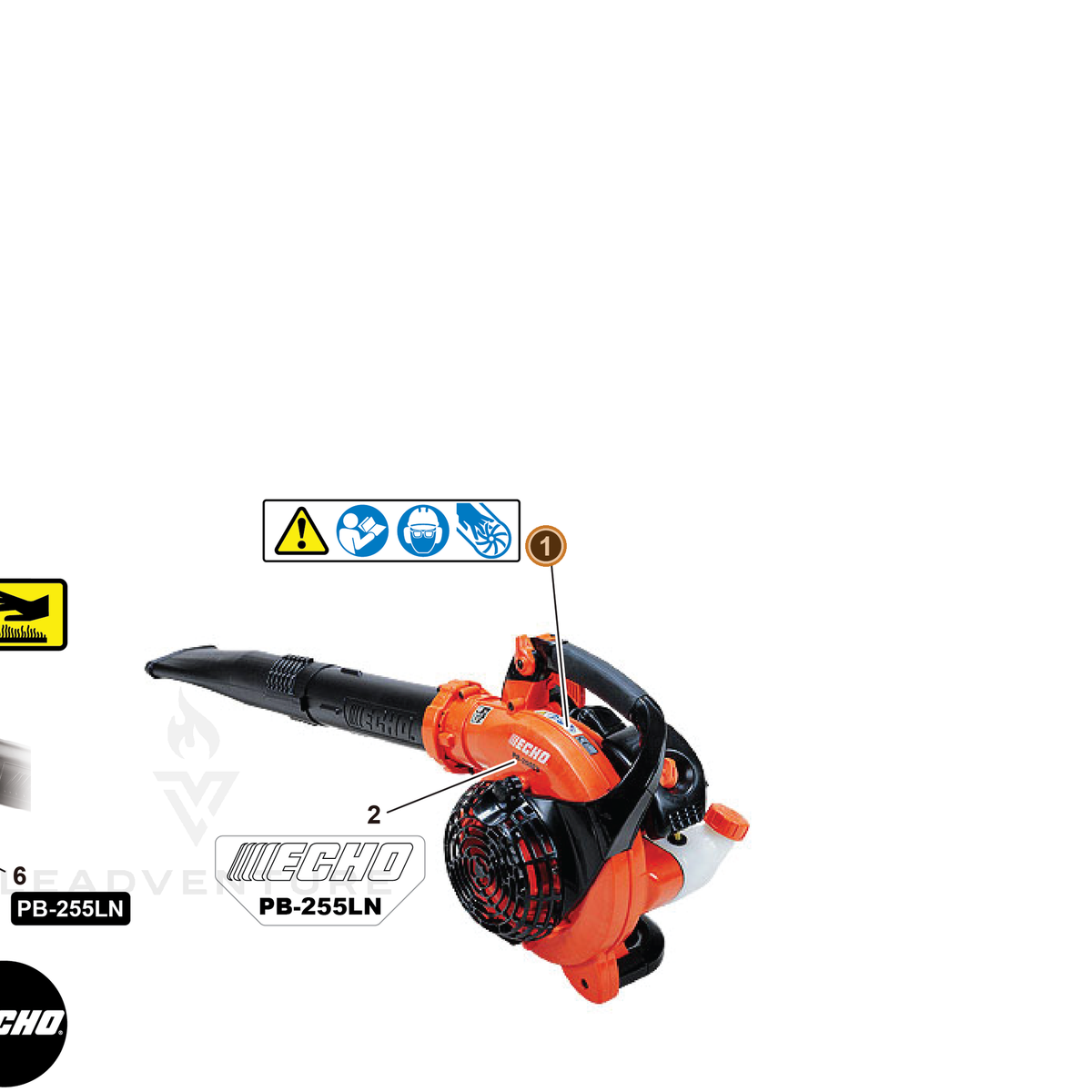 ECHO part X505002080 — IPL diagram snippet (6x zoom, amber highlight)
