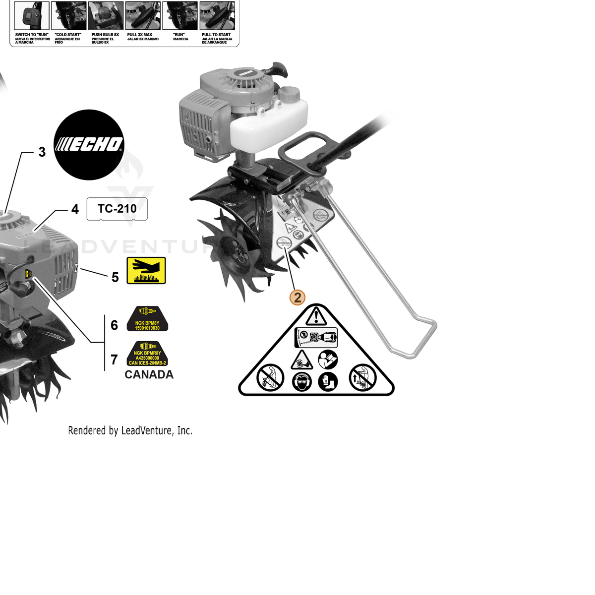 ECHO part X505002600 — IPL diagram snippet (6x zoom, amber highlight)