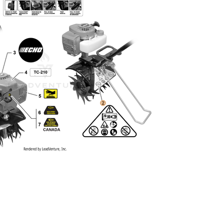 ECHO part X505002600 — IPL diagram snippet (6x zoom, amber highlight)