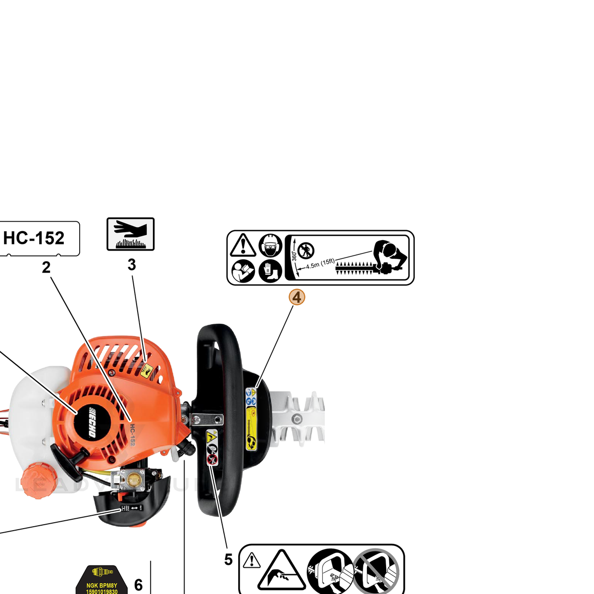 ECHO part X505002610 — IPL diagram snippet (6x zoom, amber highlight)