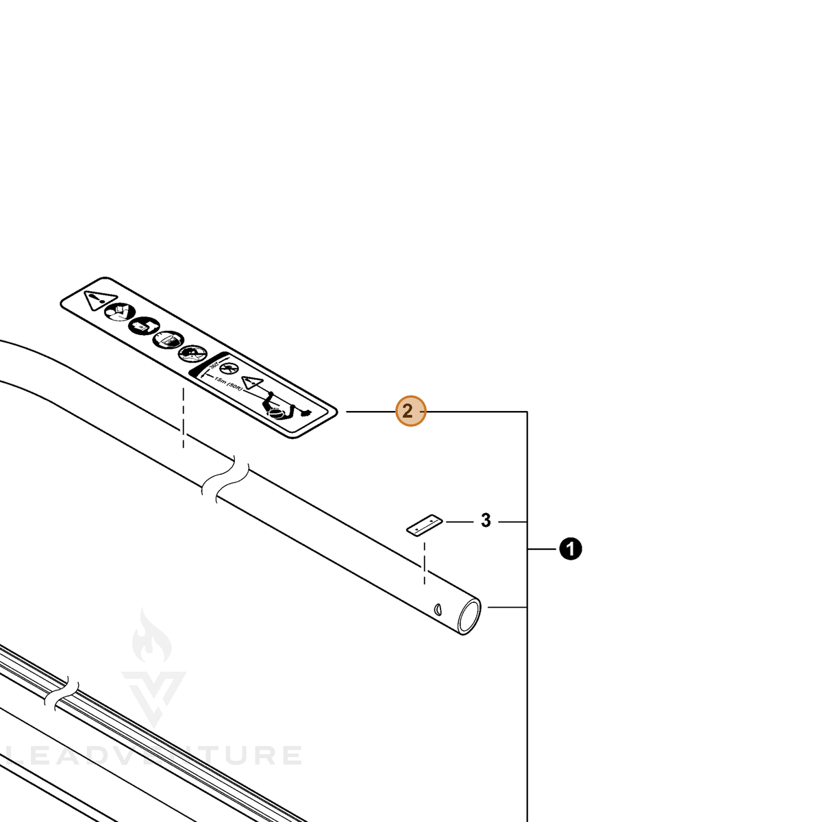 ECHO part X505005920 — IPL diagram snippet (6x zoom, amber highlight)