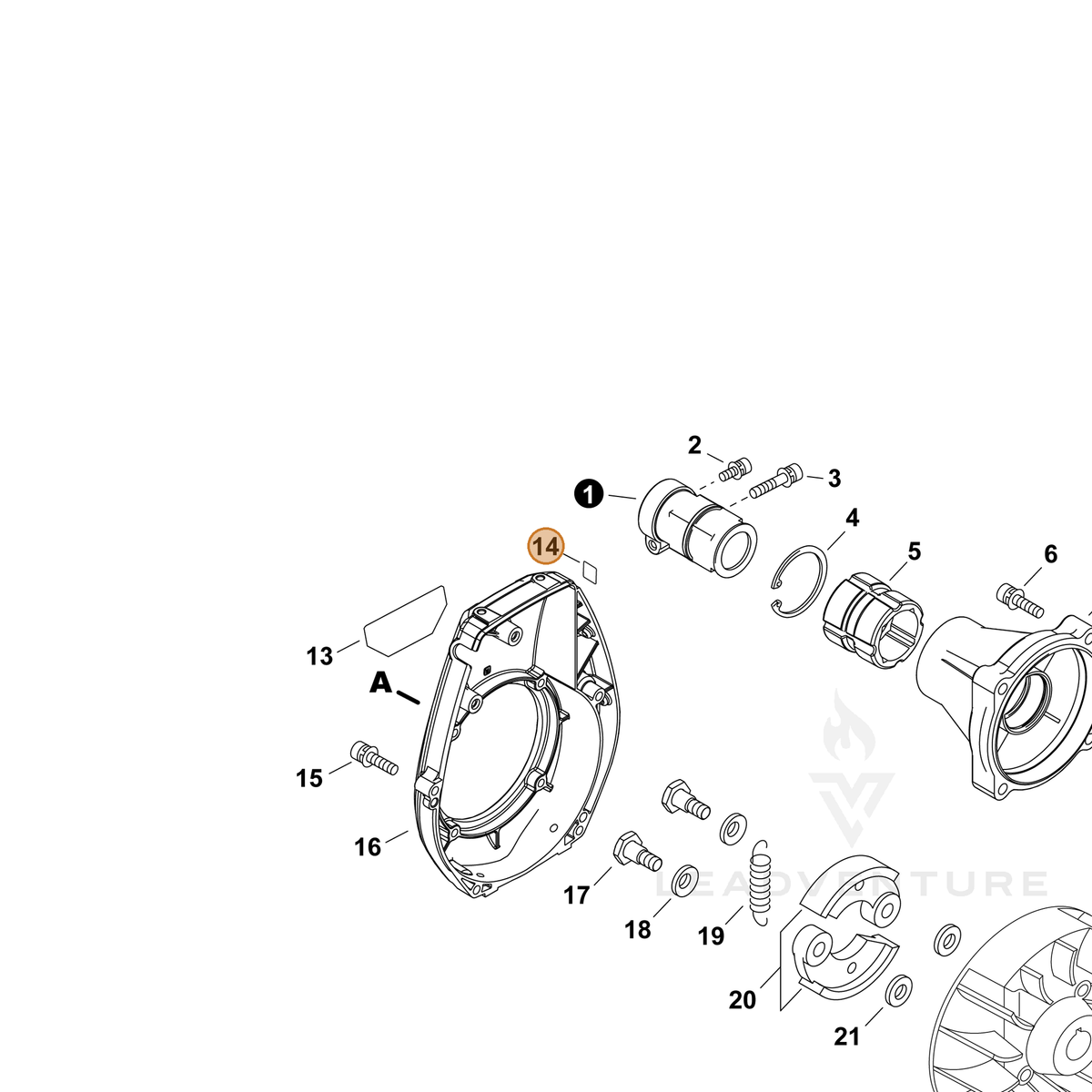 ECHO part X505007710 — IPL diagram snippet (6x zoom, amber highlight)