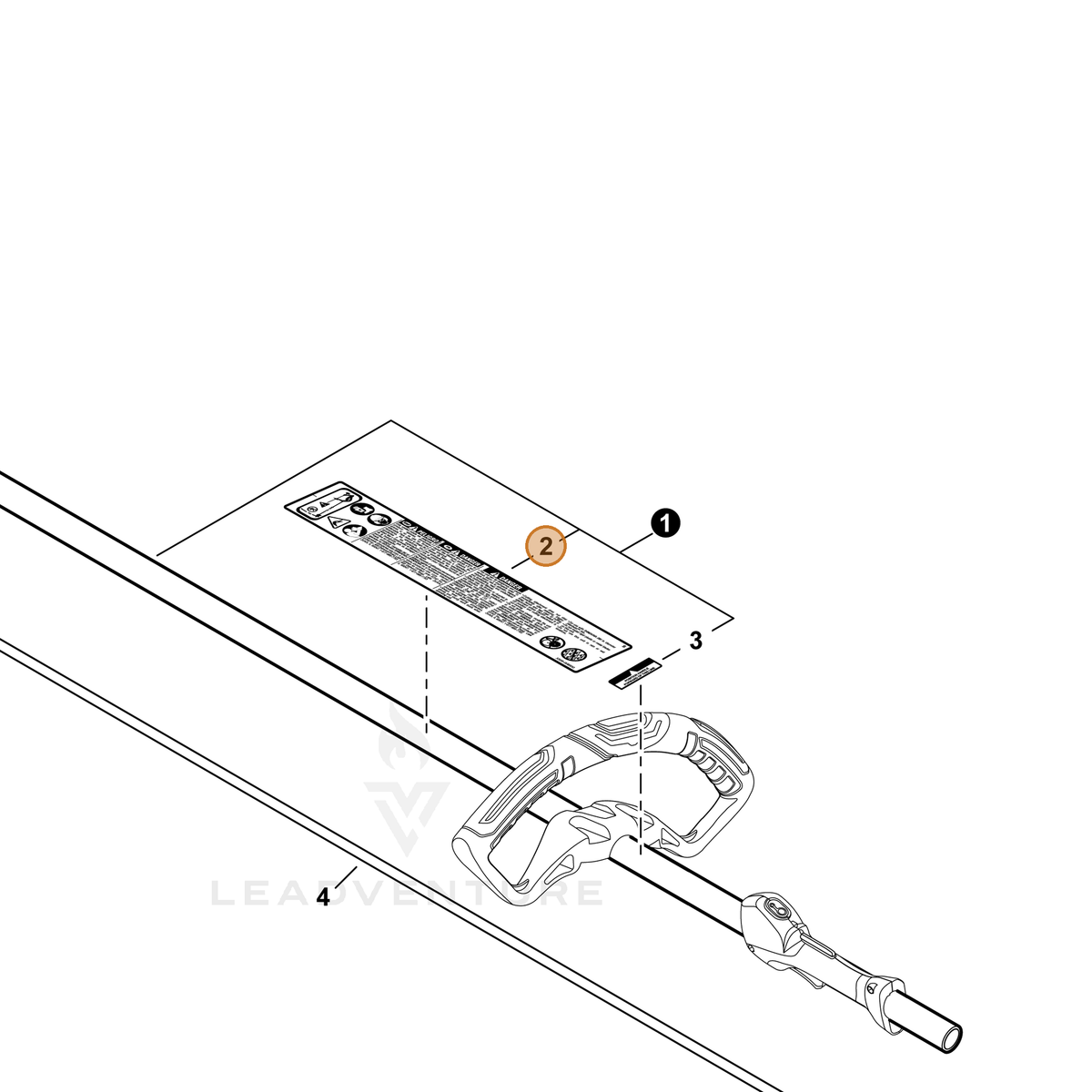 ECHO part X505008500 — IPL diagram snippet (6x zoom, amber highlight)