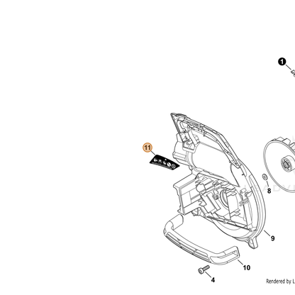 ECHO part X505008630 — IPL diagram snippet (6x zoom, amber highlight)