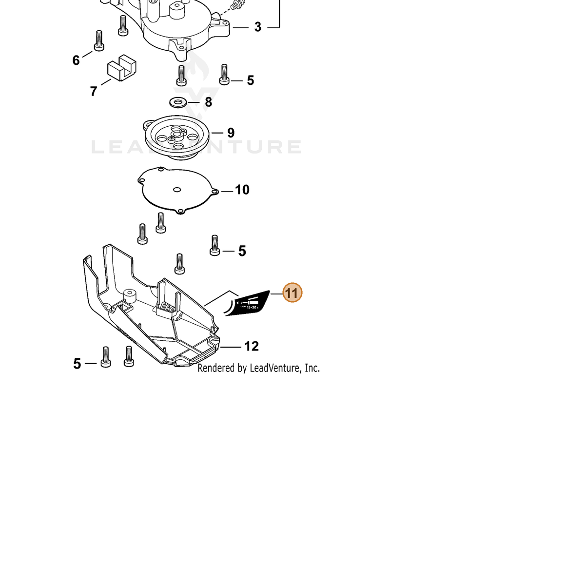 ECHO part X505008660 — IPL diagram snippet (6x zoom, amber highlight)