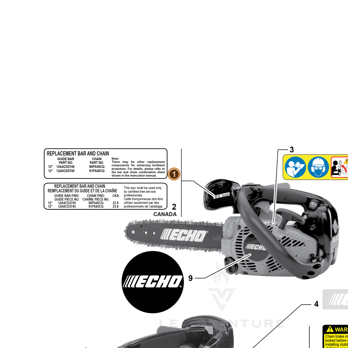 ECHO part X505009340 — IPL diagram snippet (6x zoom, amber highlight)