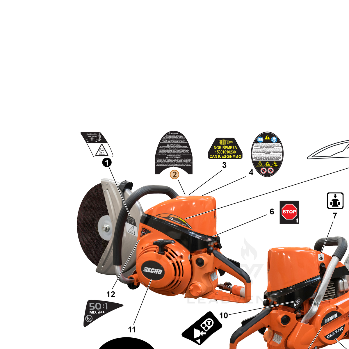ECHO part X505010420 — IPL diagram snippet (6x zoom, amber highlight)