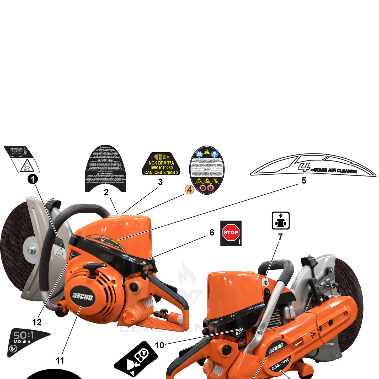 Echo part X505010431 — IPL diagram snippet (6x zoom, amber highlight)
