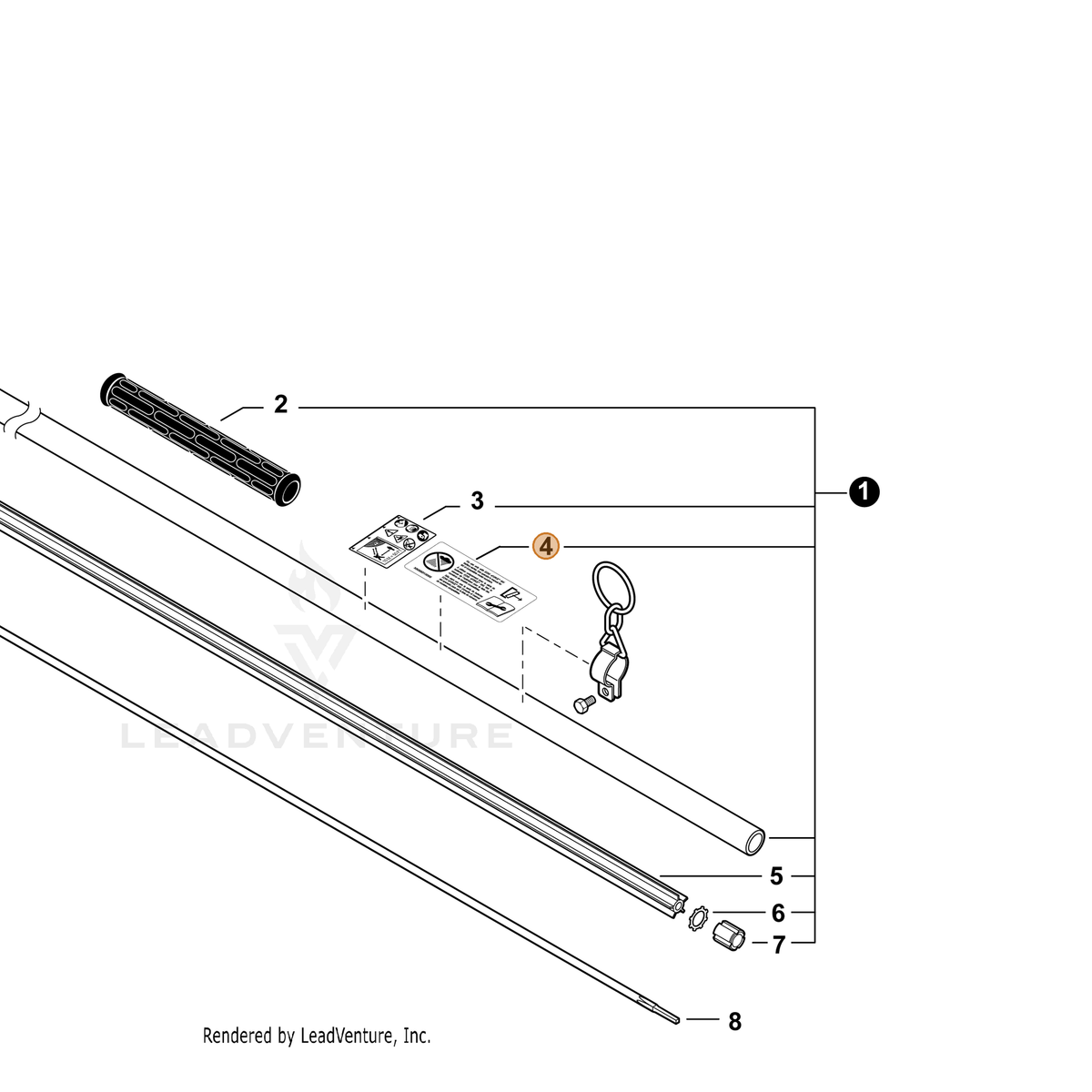 ECHO part X505011930 — IPL diagram snippet (6x zoom, amber highlight)