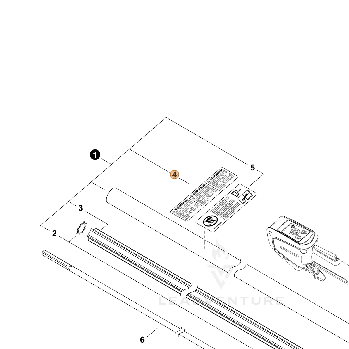 ECHO part X505012120 — IPL diagram snippet (6x zoom, amber highlight)