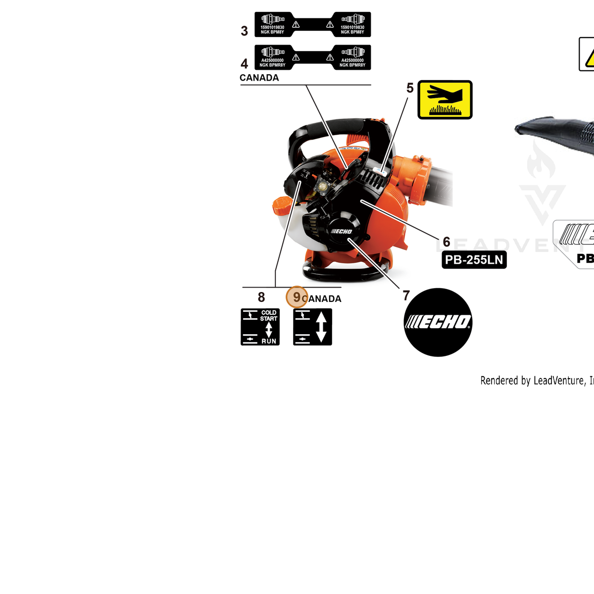 ECHO part X506000090 — IPL diagram snippet (6x zoom, amber highlight)