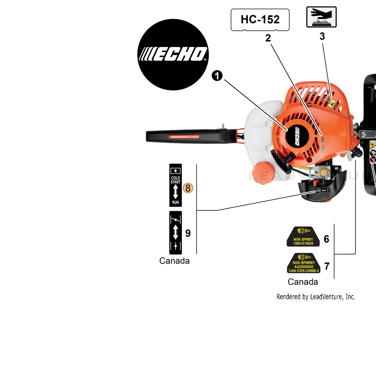ECHO part X506000110 — IPL diagram snippet (6x zoom, amber highlight)