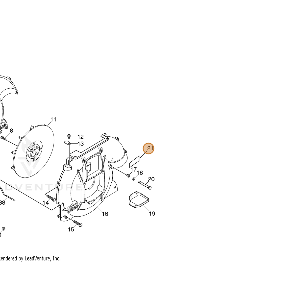 ECHO part X508000020 — IPL diagram snippet (6x zoom, amber highlight)