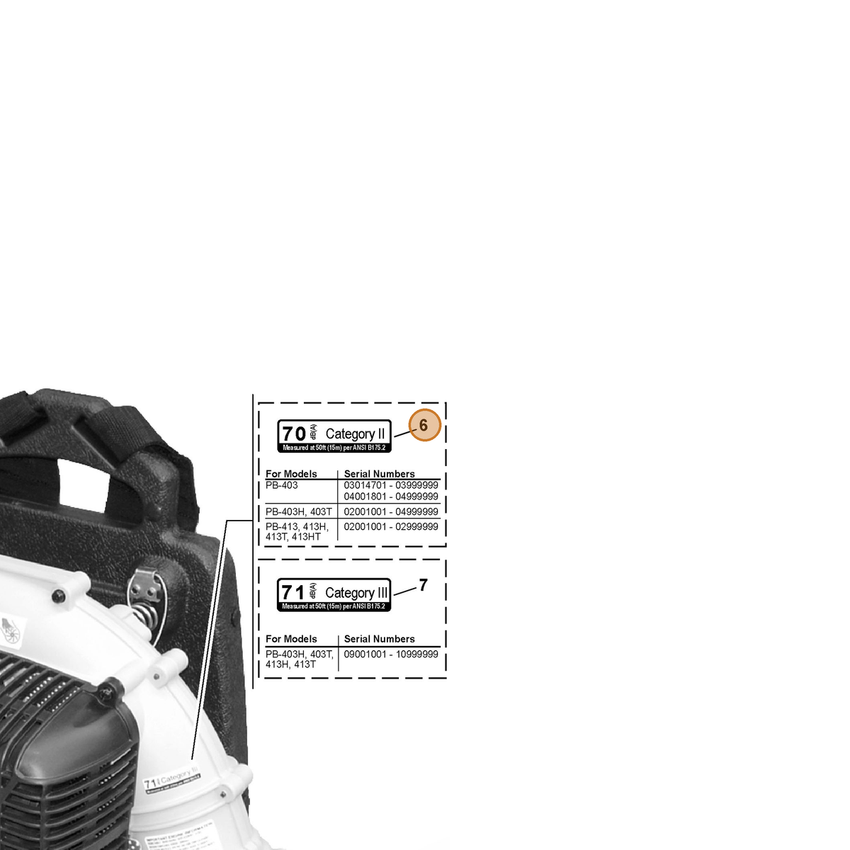 ECHO part X508000130 — IPL diagram snippet (6x zoom, amber highlight)