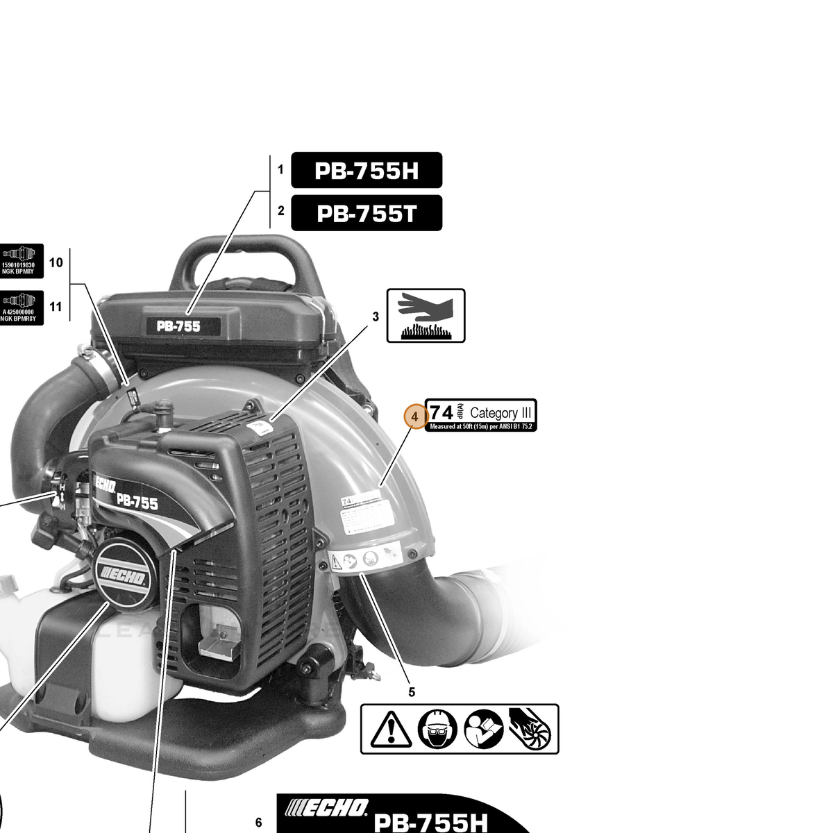 ECHO part X508000180 — IPL diagram snippet (6x zoom, amber highlight)