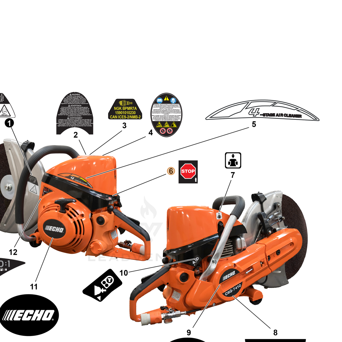 ECHO part X510001110 — IPL diagram snippet (6x zoom, amber highlight)