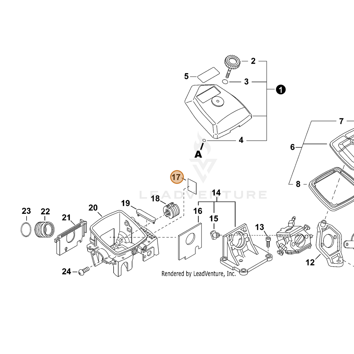 ECHO part X524000690 — IPL diagram snippet (6x zoom, amber highlight)