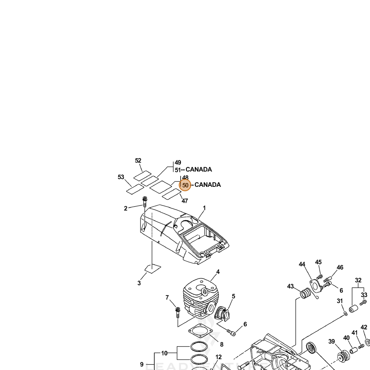 ECHO part X524000711 — IPL diagram snippet (6x zoom, amber highlight)