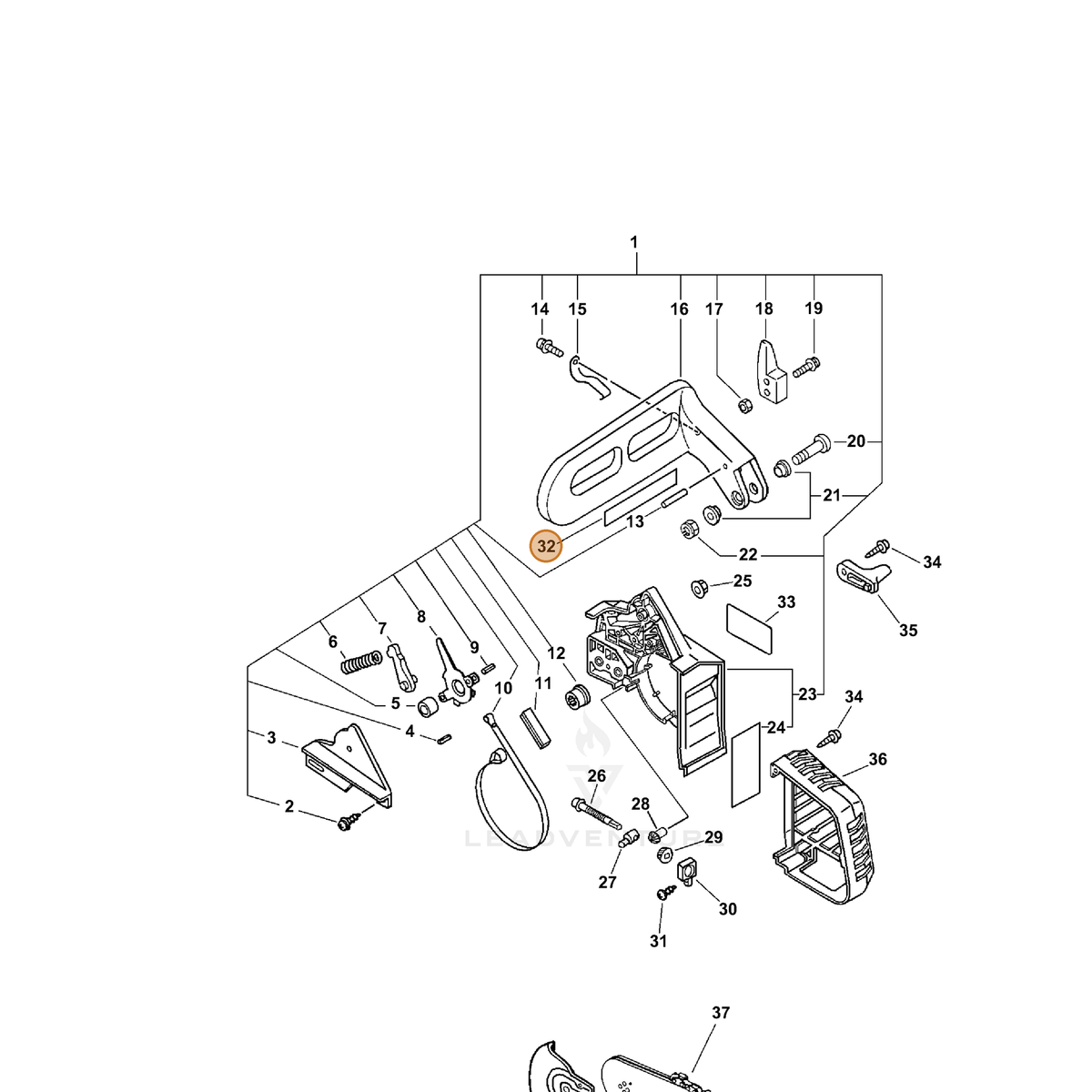 ECHO part X524000791 — IPL diagram snippet (6x zoom, amber highlight)