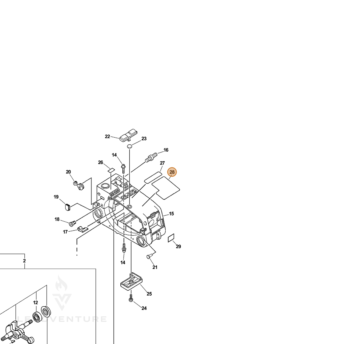 ECHO part X524000800 — IPL diagram snippet (6x zoom, amber highlight)
