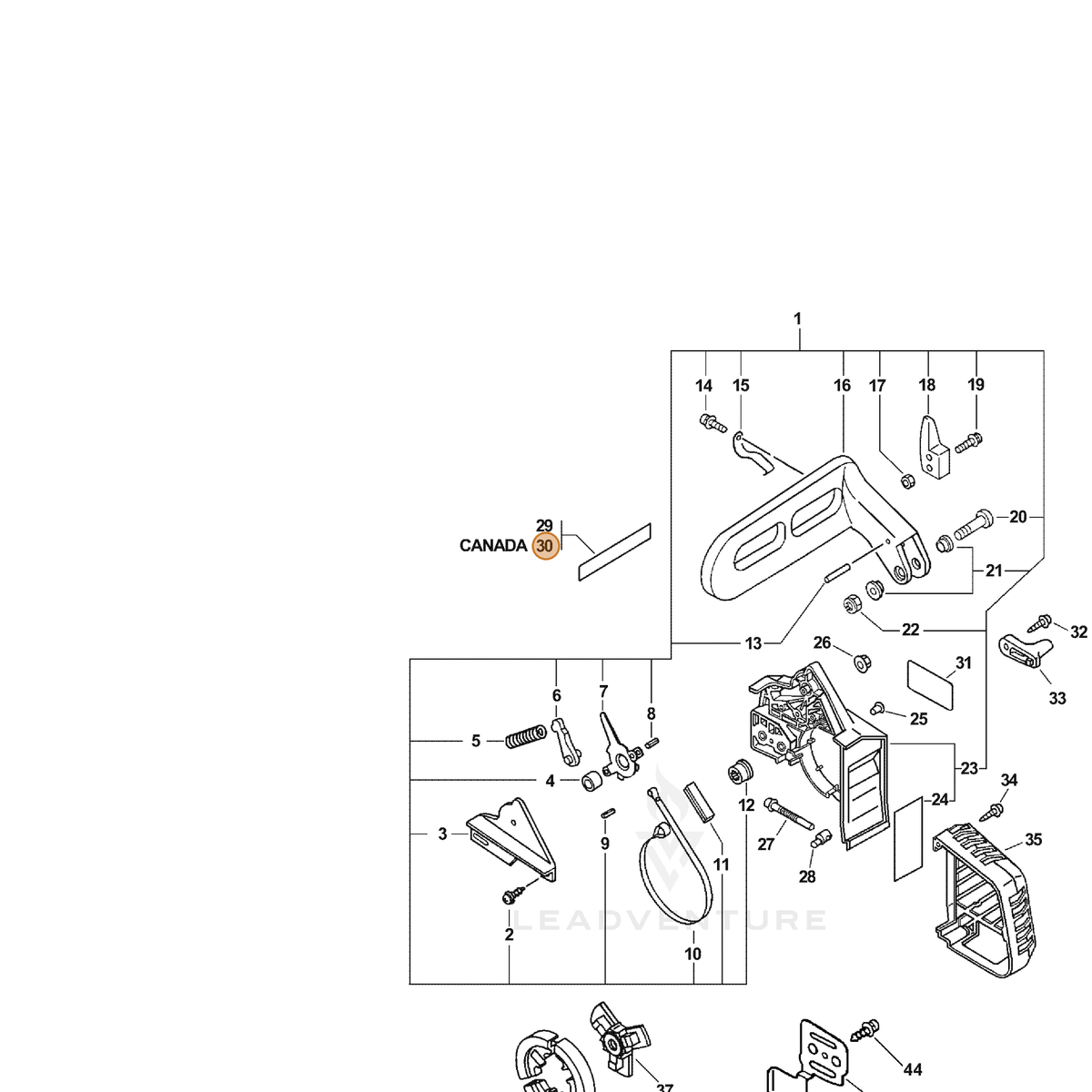 ECHO part X524000811 — IPL diagram snippet (6x zoom, amber highlight)