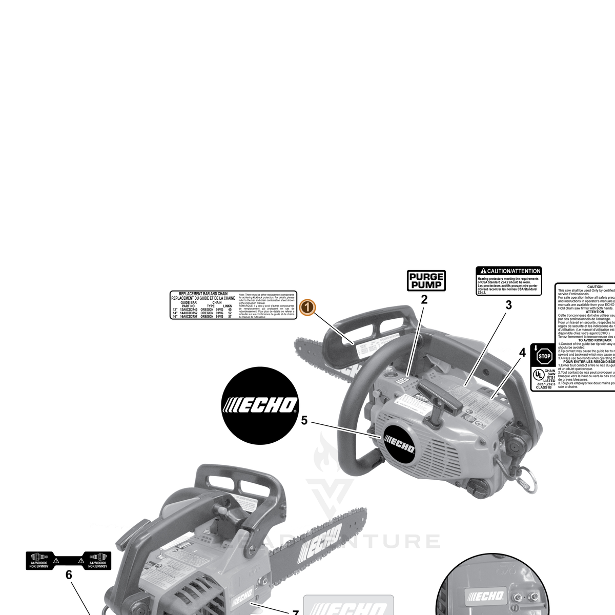 ECHO part X524000812 — IPL diagram snippet (6x zoom, amber highlight)