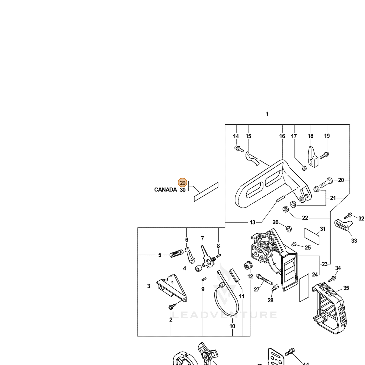 ECHO part X524001180 — IPL diagram snippet (6x zoom, amber highlight)