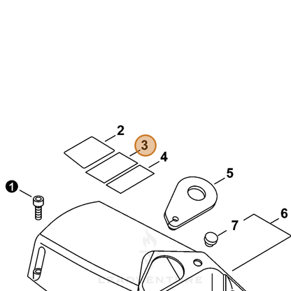 ECHO part X524001671 — IPL diagram snippet (6x zoom, amber highlight)
