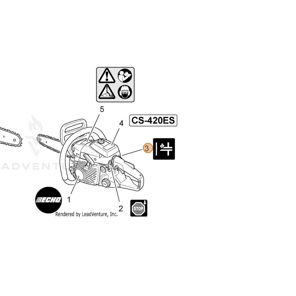 ECHO part X524001900 — IPL diagram snippet (6x zoom, amber highlight)