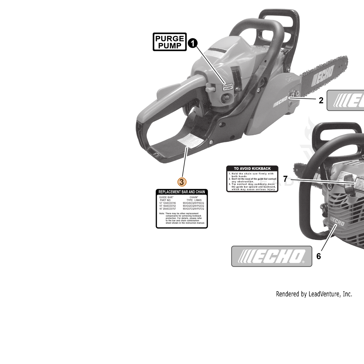 ECHO part X524003690 — IPL diagram snippet (6x zoom, amber highlight)