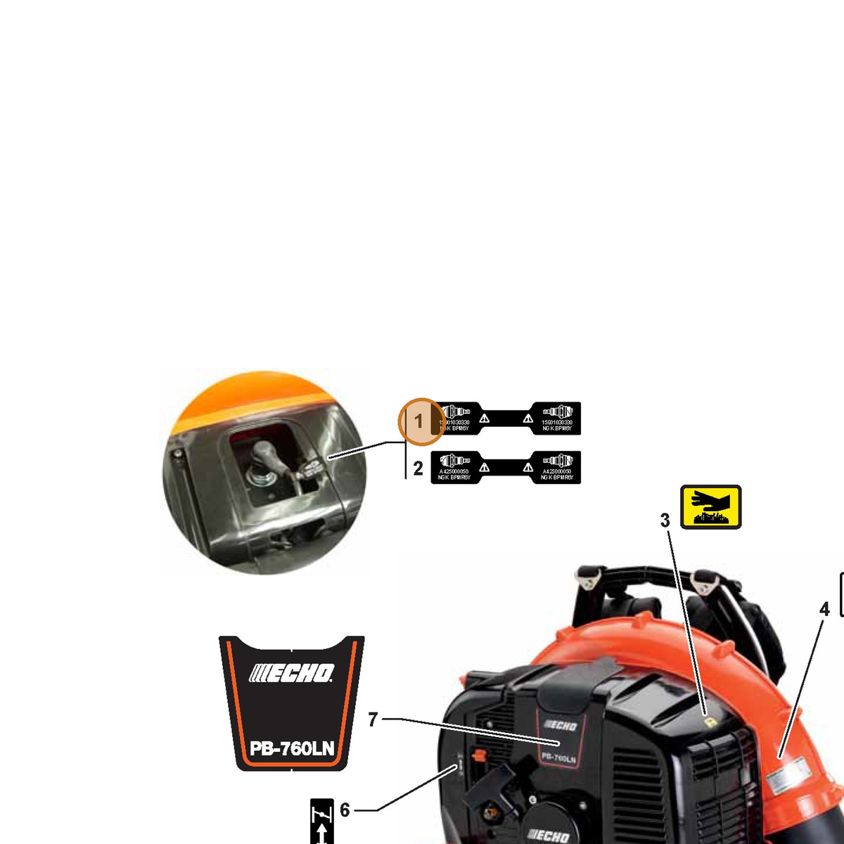 ECHO part X532003490 — IPL diagram snippet (6x zoom, amber highlight)