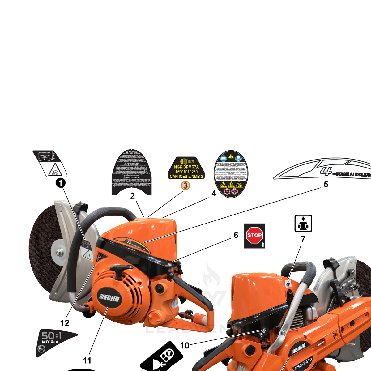 ECHO part X532005000 — IPL diagram snippet (6x zoom, amber highlight)