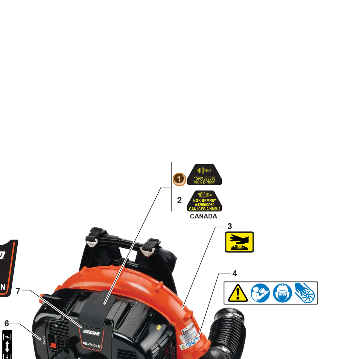 ECHO part X532005120 — IPL diagram snippet (6x zoom, amber highlight)