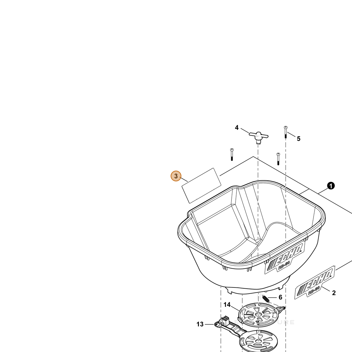 ECHO part X532005600 — IPL diagram snippet (6x zoom, amber highlight)