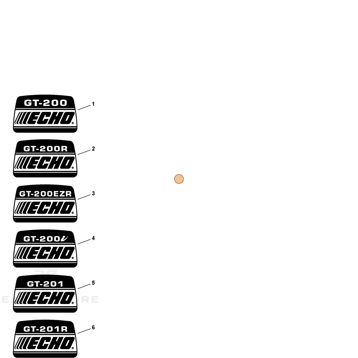 ECHO part X543000300 — IPL diagram snippet (6x zoom, amber highlight)