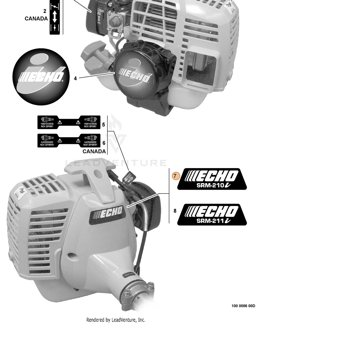 ECHO part X543000320 — IPL diagram snippet (6x zoom, amber highlight)