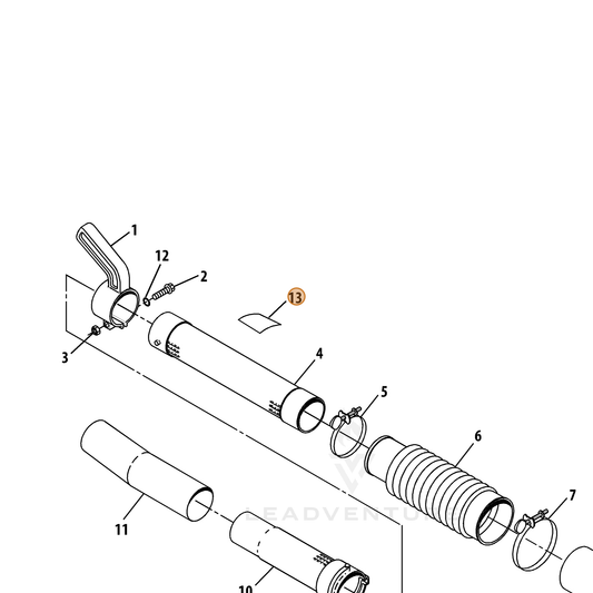 Echo part X543001190 — IPL diagram snippet (6x zoom, amber highlight)