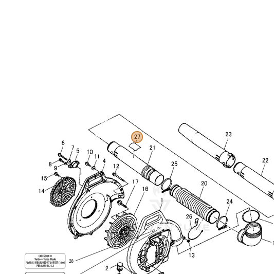 Echo part X543001240 — IPL diagram snippet (6x zoom, amber highlight)