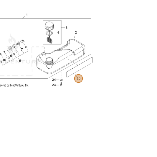 Echo part X543001260 — IPL diagram snippet (6x zoom, amber highlight)