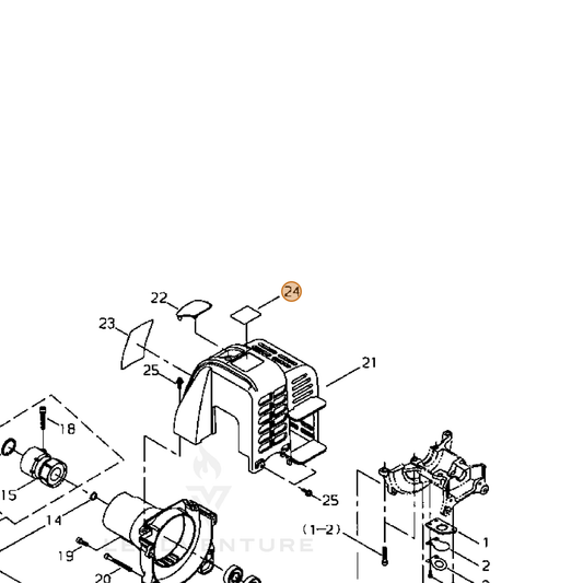 Echo part X543001500 — IPL diagram snippet (6x zoom, amber highlight)