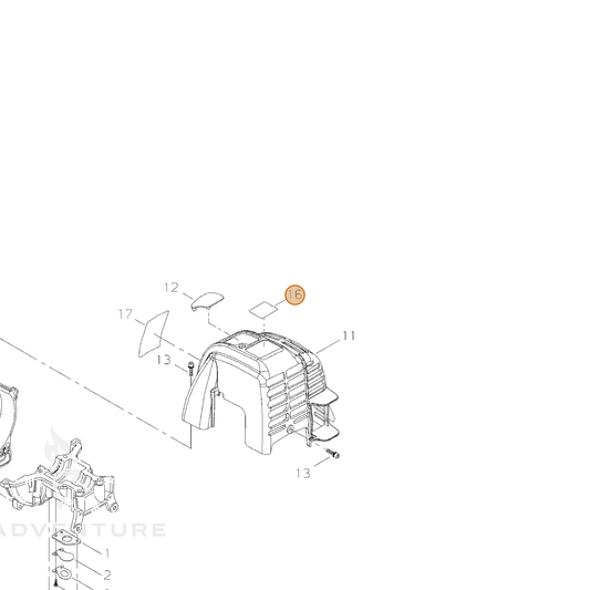 Echo part X543001530 — IPL diagram snippet (6x zoom, amber highlight)