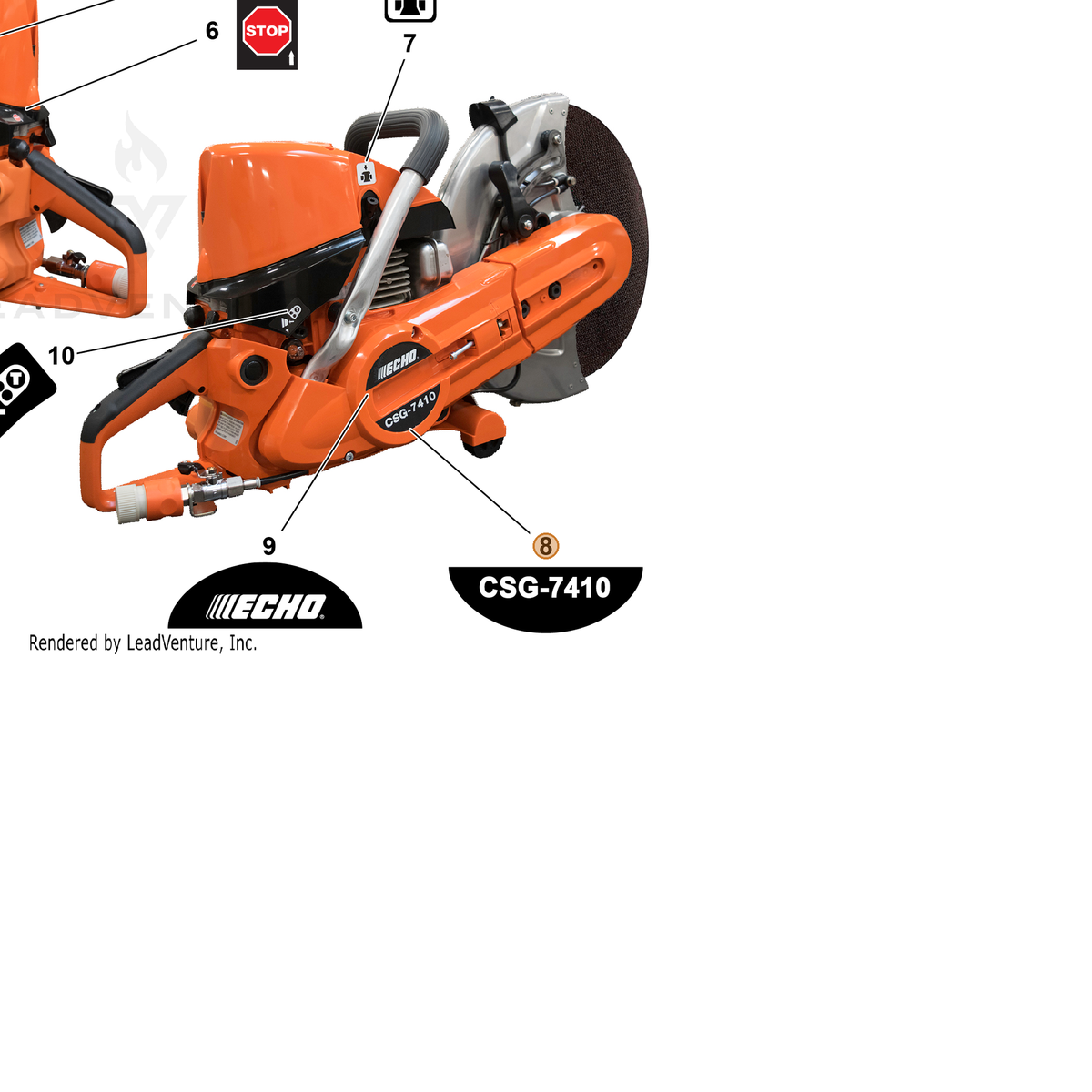 ECHO part X543005340 — IPL diagram snippet (6x zoom, amber highlight)
