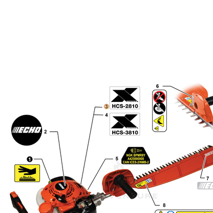 ECHO part X543005630 — IPL diagram snippet (6x zoom, amber highlight)