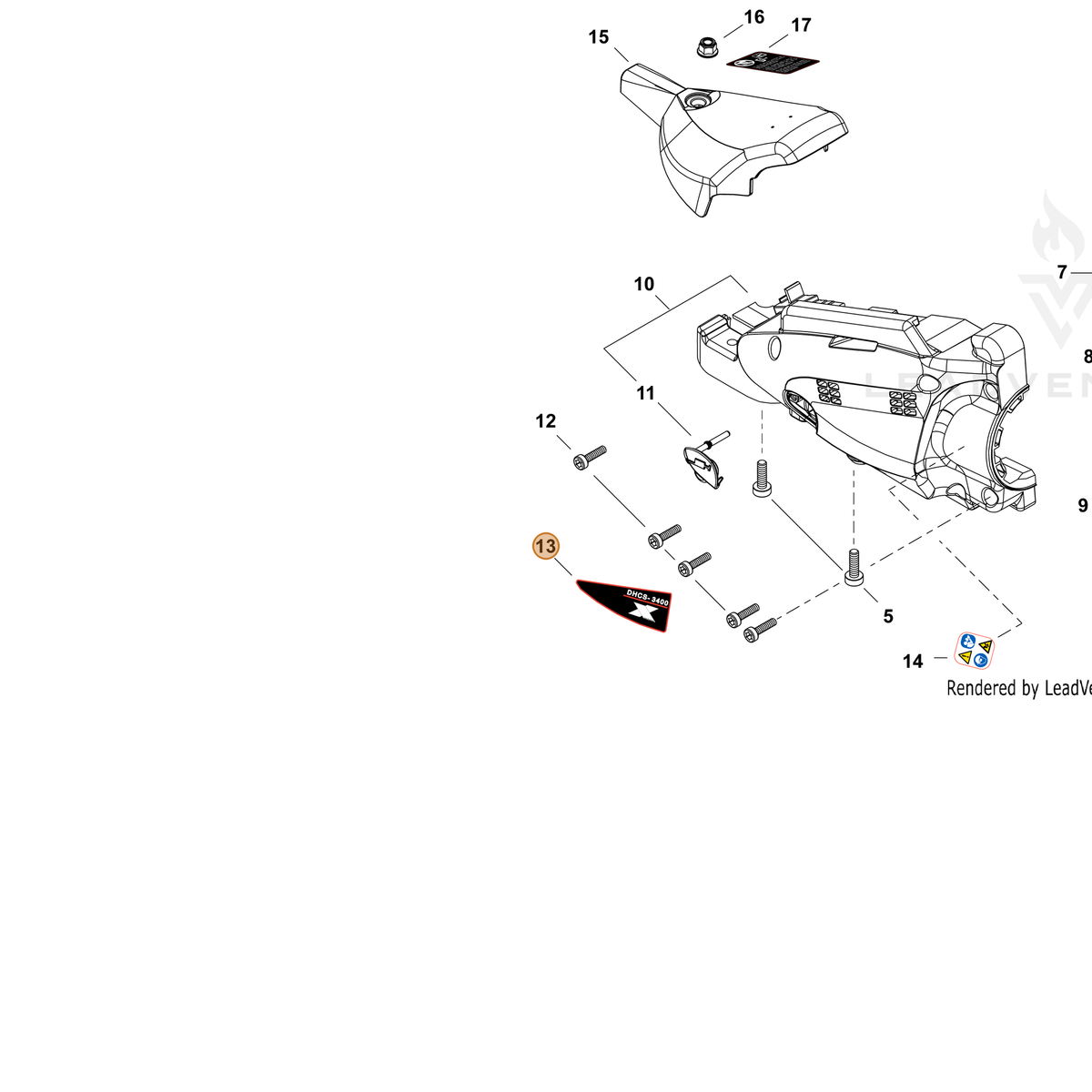 ECHO part X543006230 — IPL diagram snippet (6x zoom, amber highlight)