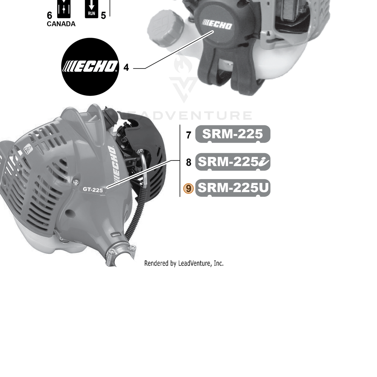 ECHO part X544000040 — IPL diagram snippet (6x zoom, amber highlight)