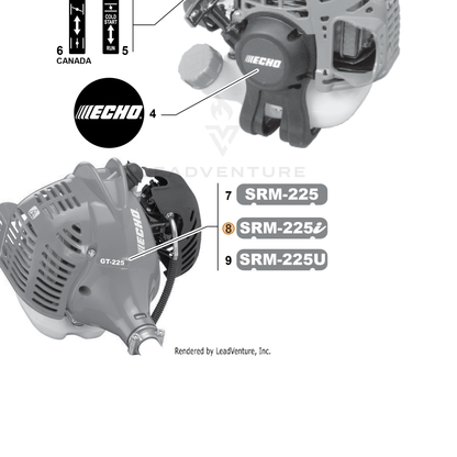 ECHO part X544000050 — IPL diagram snippet (6x zoom, amber highlight)