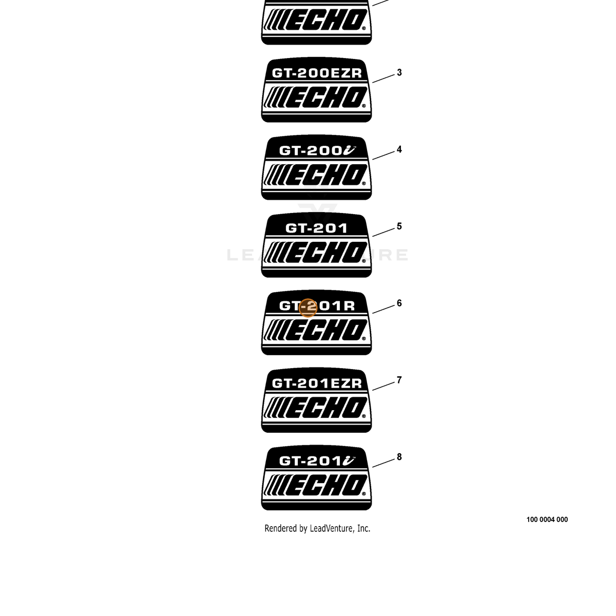 ECHO part X547000340 — IPL diagram snippet (6x zoom, amber highlight)